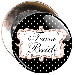 Black Polka Dot Style Team Bride Hen Party Badge