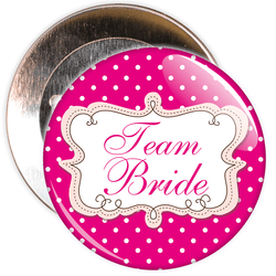Pink Polka Dot Style Team Bride Hen Badge